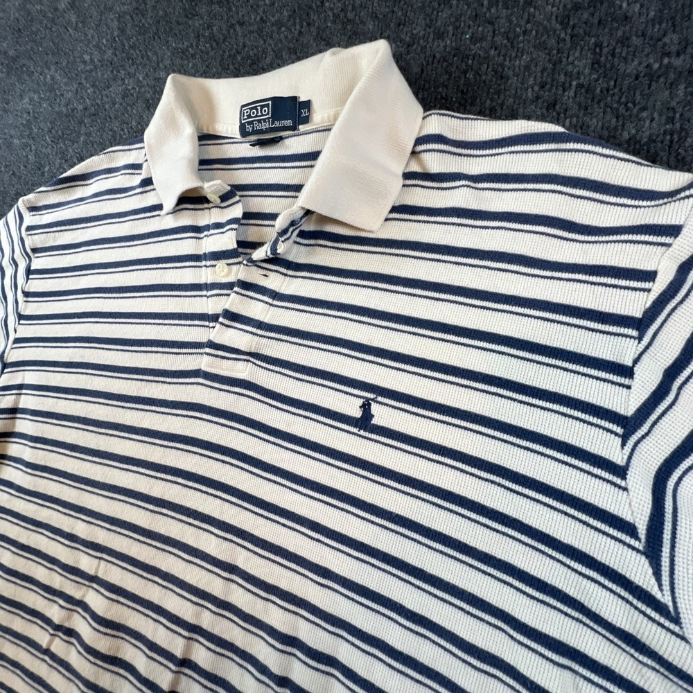 VTGâ Polo By Ralph Lauren Men's XL White & Blue Striped Short Sleeve Shirt ECU